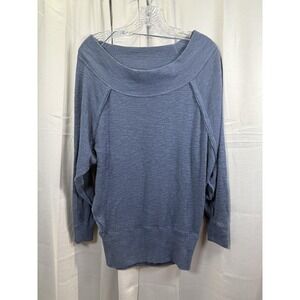 We The Free Sweater Womens Petite Small Blue‎ Off Shoulder Boatneck Pullover